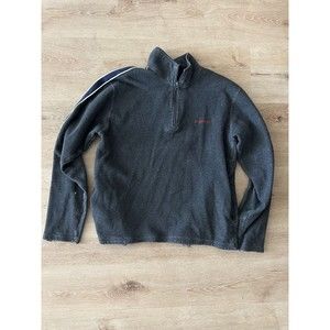 Old Navy Sweater Men's Large Gray 1/4 Zip Fleece Embroidered Y2K Vintage